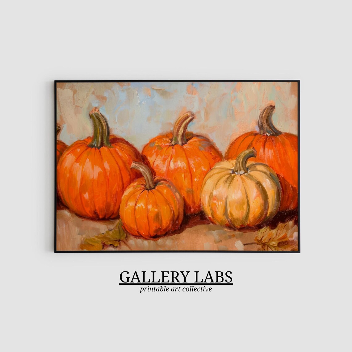 Orange Pumpkins Still Life Harvest Fall Farmhouse Halloween Wall Art Print - Image 2