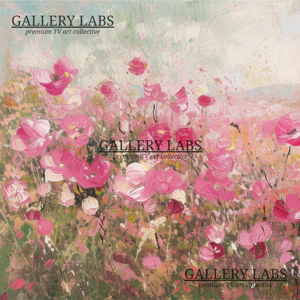 Blush Pink Wildflower Field Full Bloom Painterly Floral Wall Art - Image 4