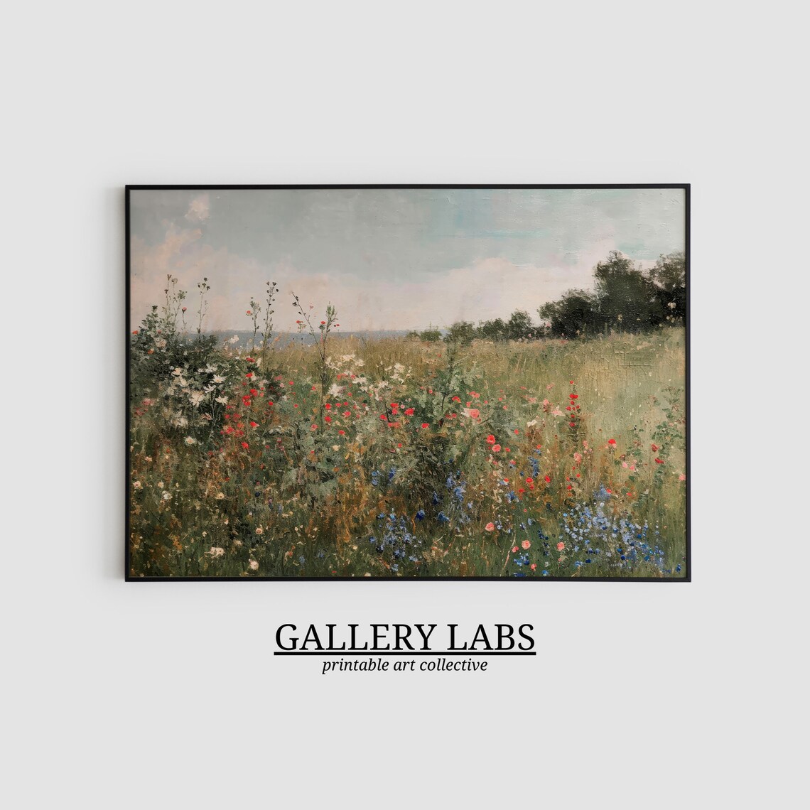Spring Wildflower Meadow Red White Blue Blooms Vintage Art Print - Image 2