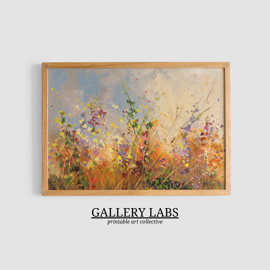 Abstract Wildflower Meadow Autumn Colors Textured Floral Wall Art Print - Image 3