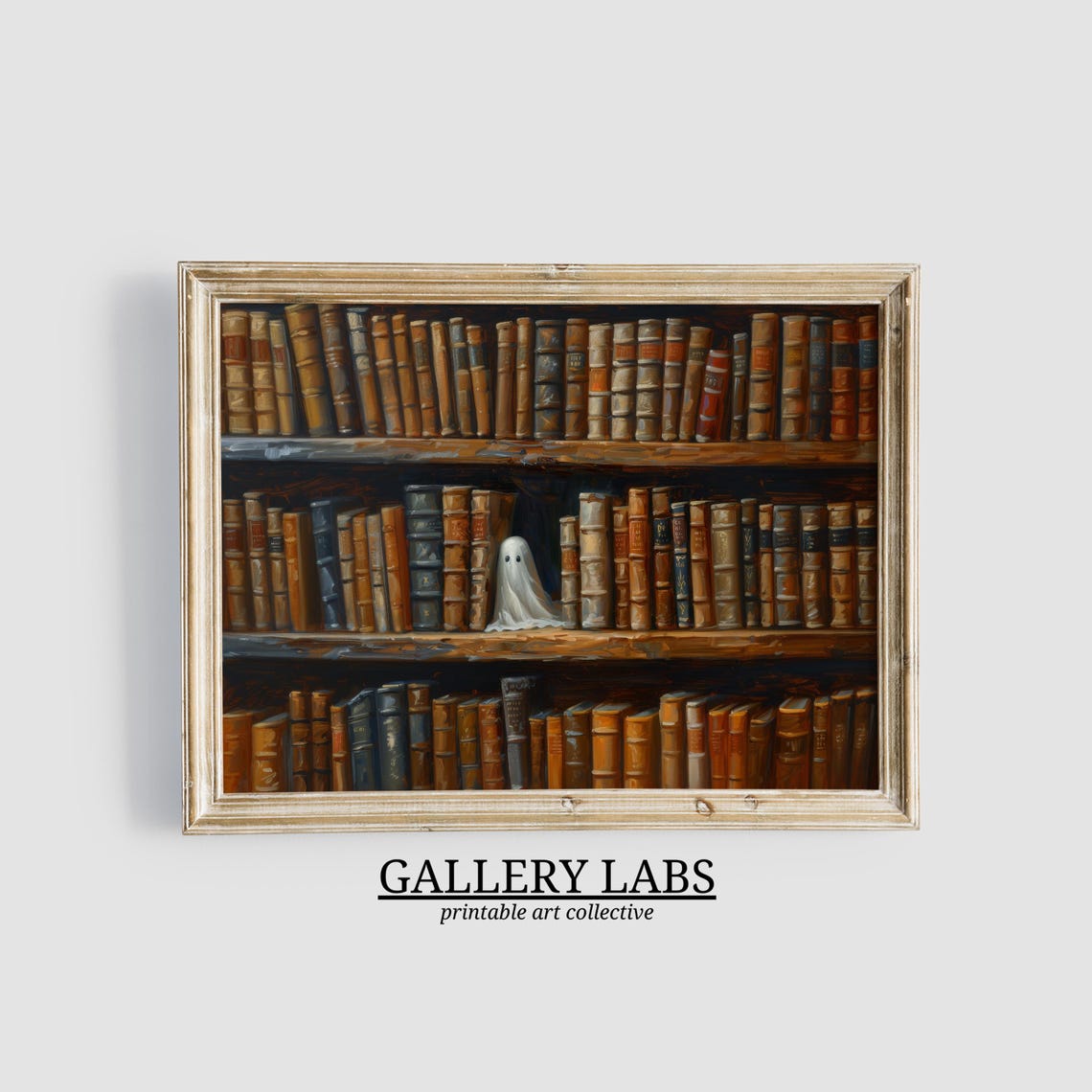 Library Ghost Dark Academia Bookshelf Spooky Halloween Wall Art