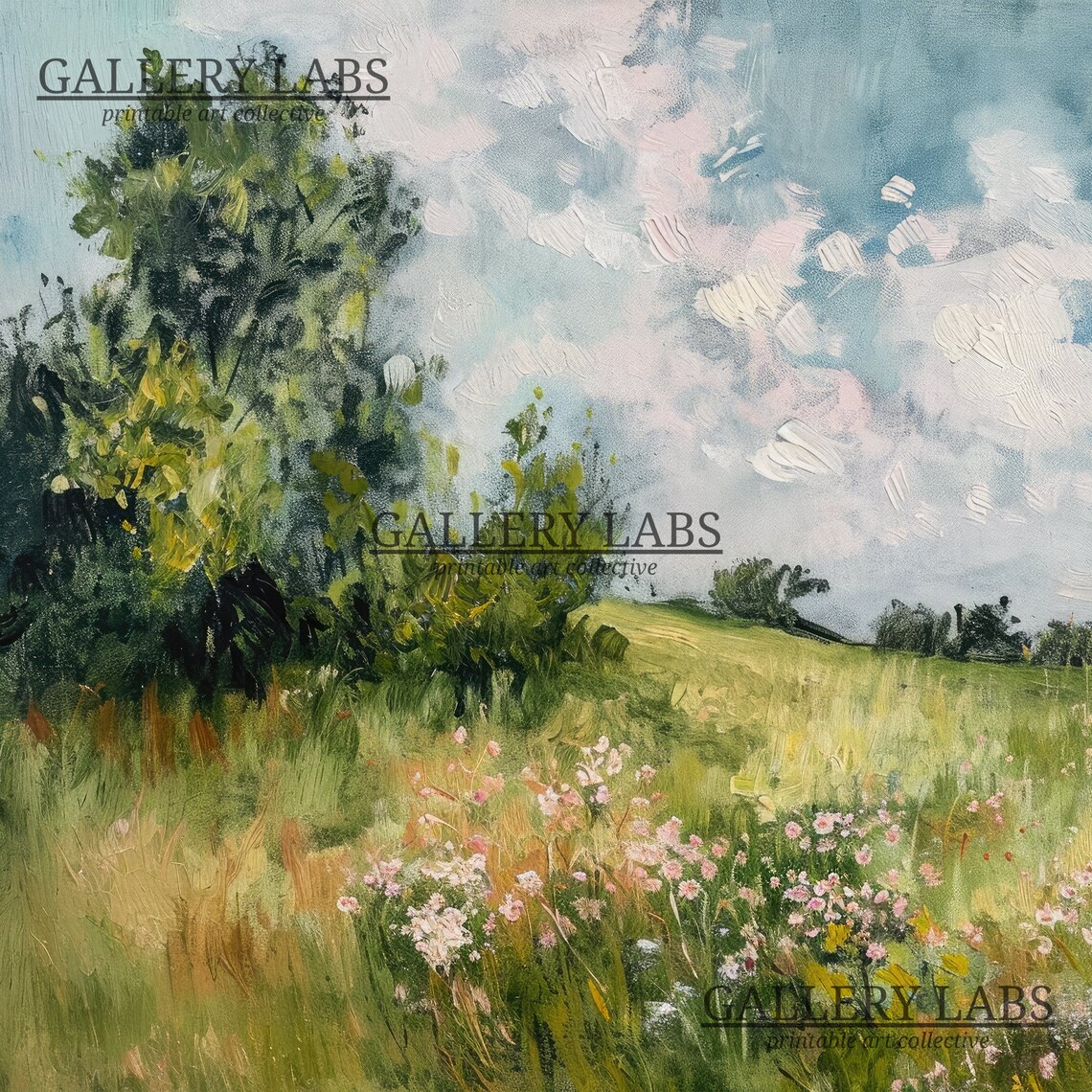 Spring Meadow Wildflower Oil Painting Country Landscape Art Poster - Image 4
