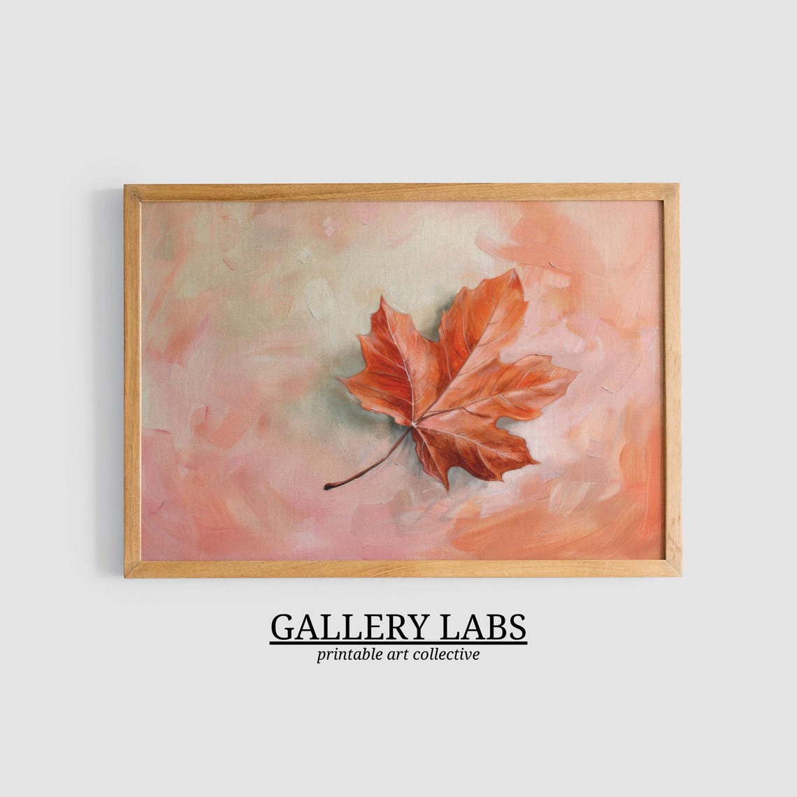 Orange Maple Leaf Pink Abstract Fall Botanical Nature Wall Art - Image 3