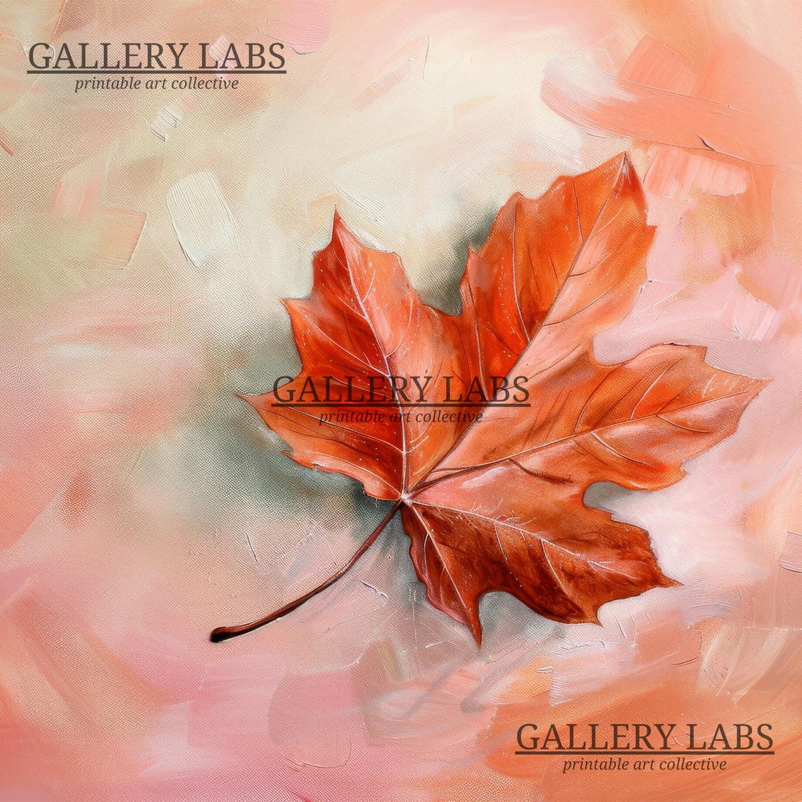 Orange Maple Leaf Pink Abstract Fall Botanical Nature Wall Art - Image 4