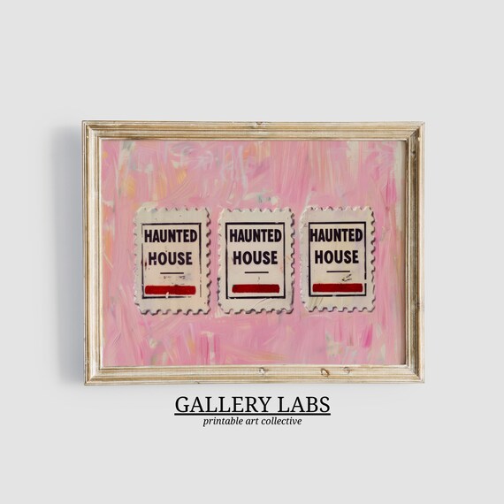 Haunted House Tickets Trio Vintage Retro Pink Halloween Painting Poster