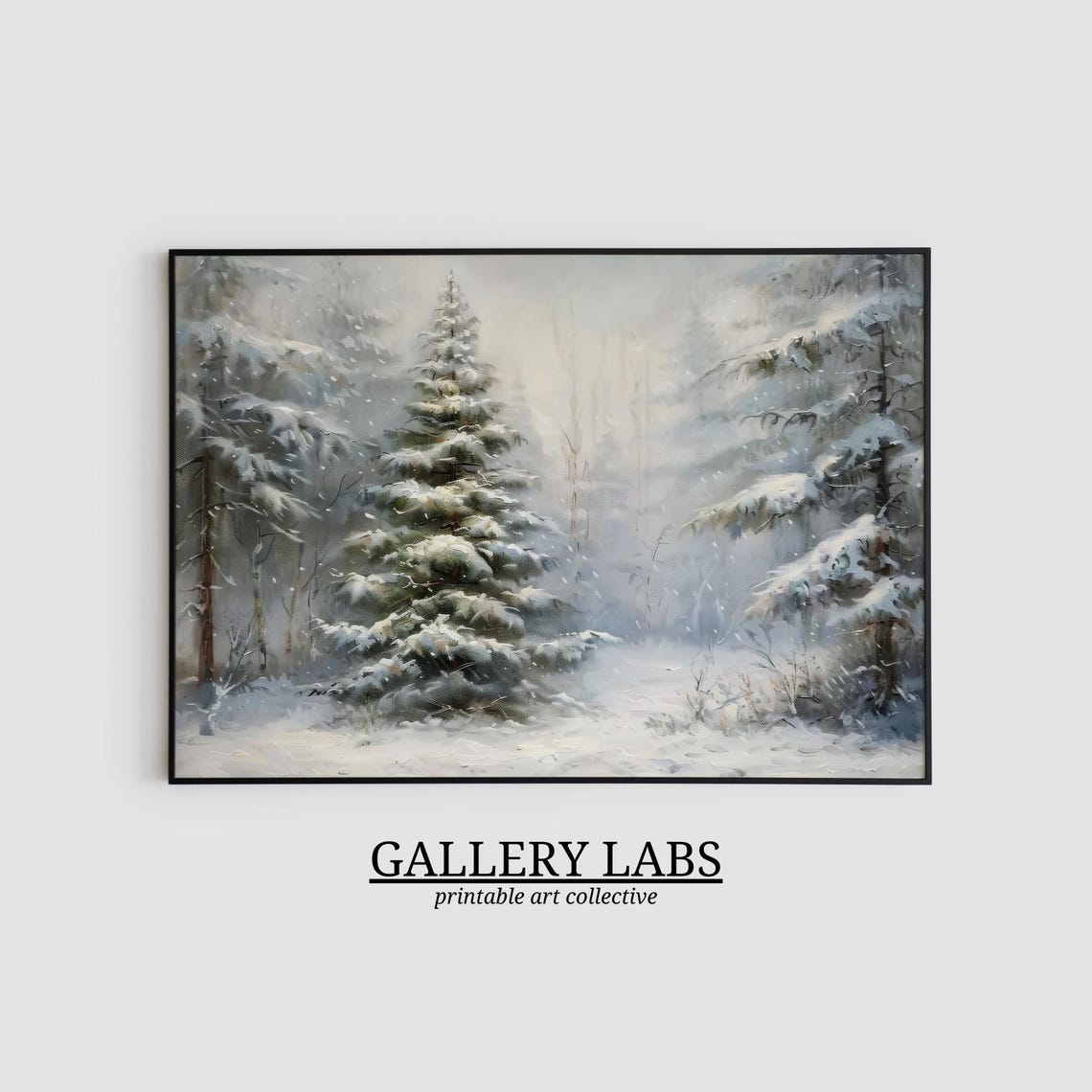 Snowy Lone Pine Winter Forest White Vintage Landscape Travel Poster - Image 2