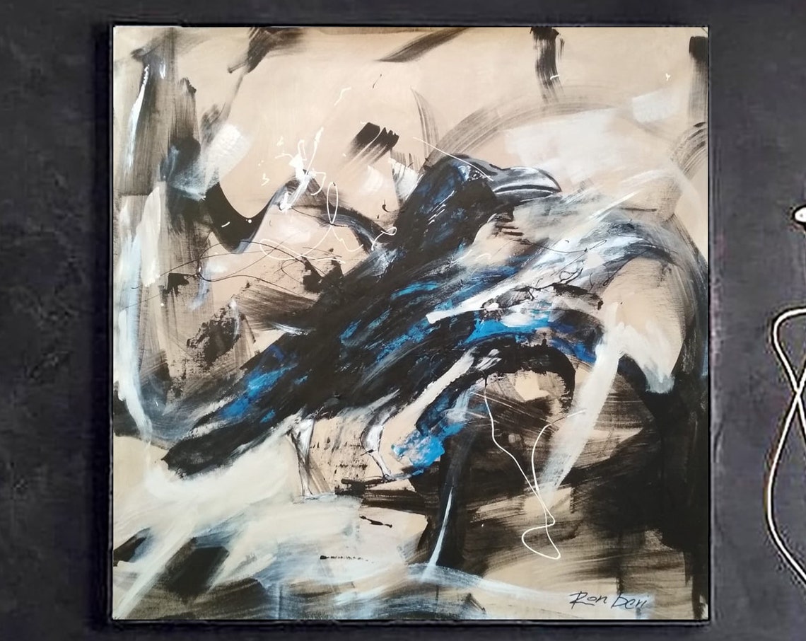 Dramatic Black Raven Modern Abstract Bird Painting By Ron Deri Poster - Image 4