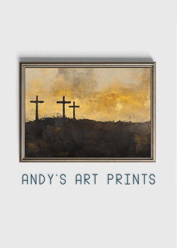 Christian Wall Art Print Calvary Art Home Bible Art Print Poster Decor Religion Gift God Artwork 3 Crosses Painting