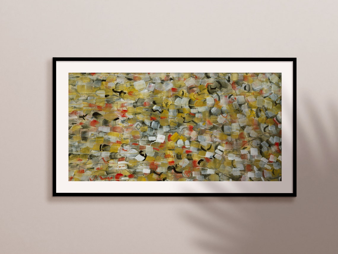 Abstract Yellow and Gray Texture Brushwork Modern Oil Painting Poster - Image 2