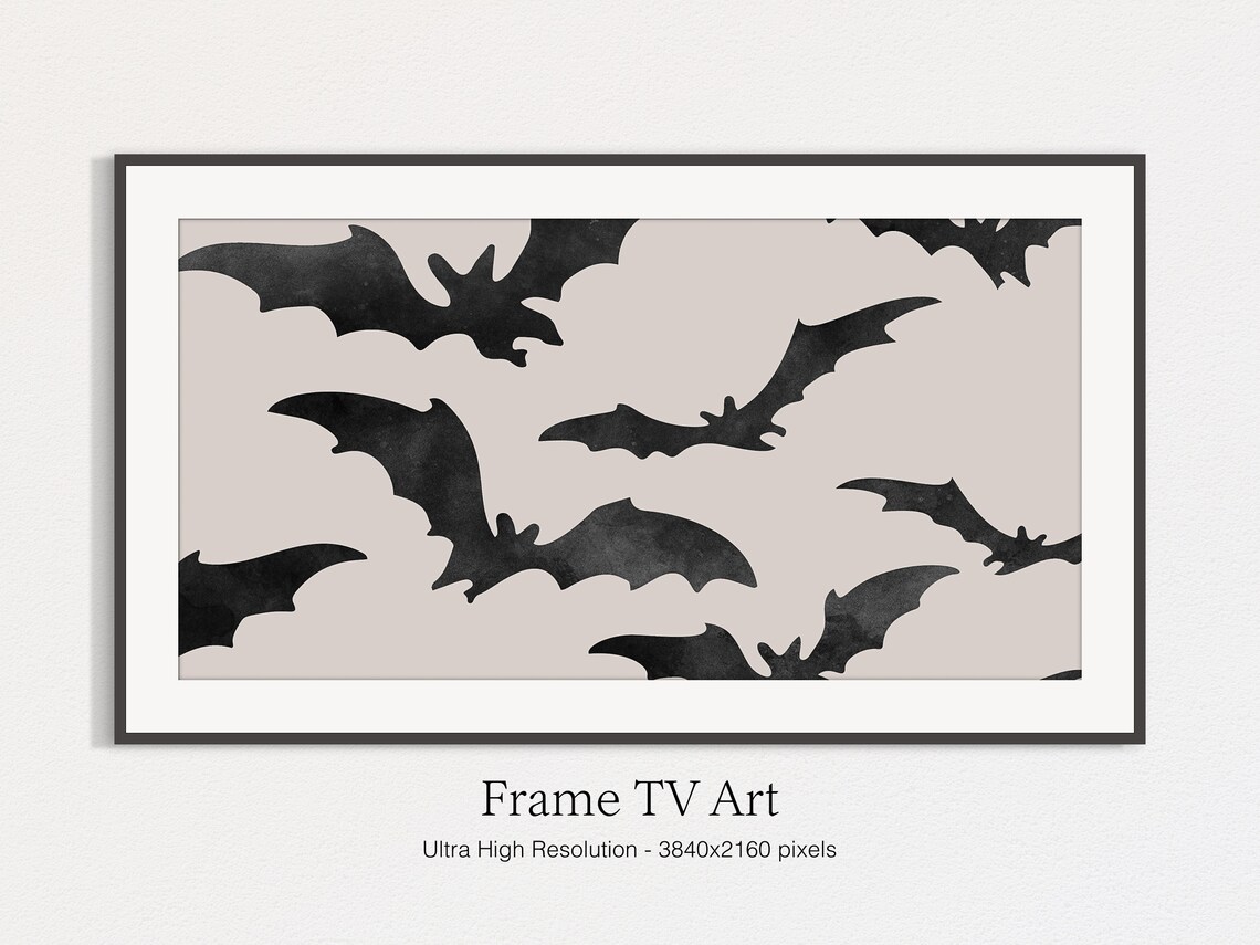 Halloween Black Bats Watercolor Art Print