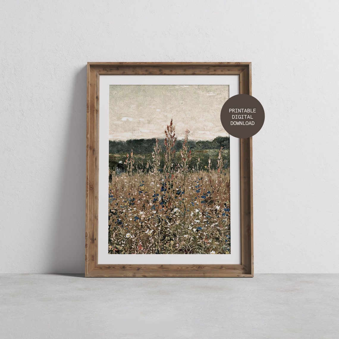 Wildflower Meadow Field Grasses Muted Vintage Botanical Art Print - Image 3