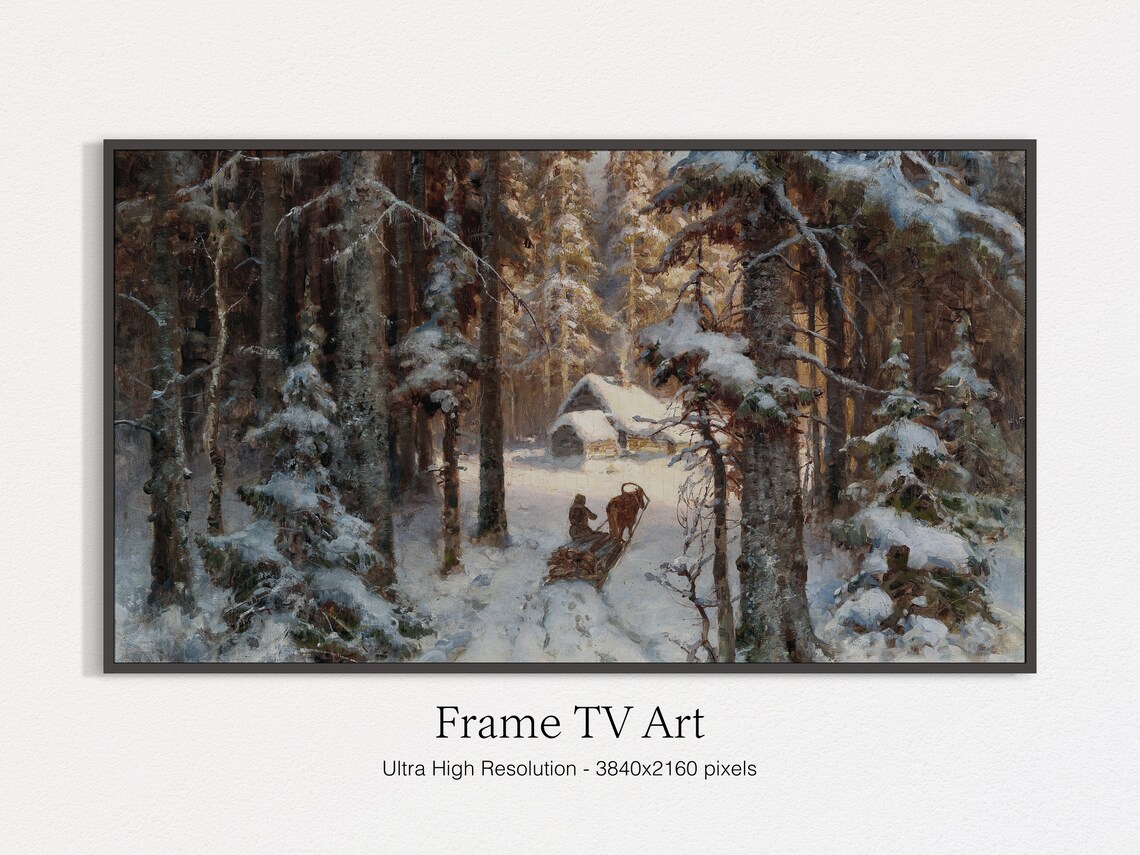 Vintage Winter Landscape Art Print, TV Art