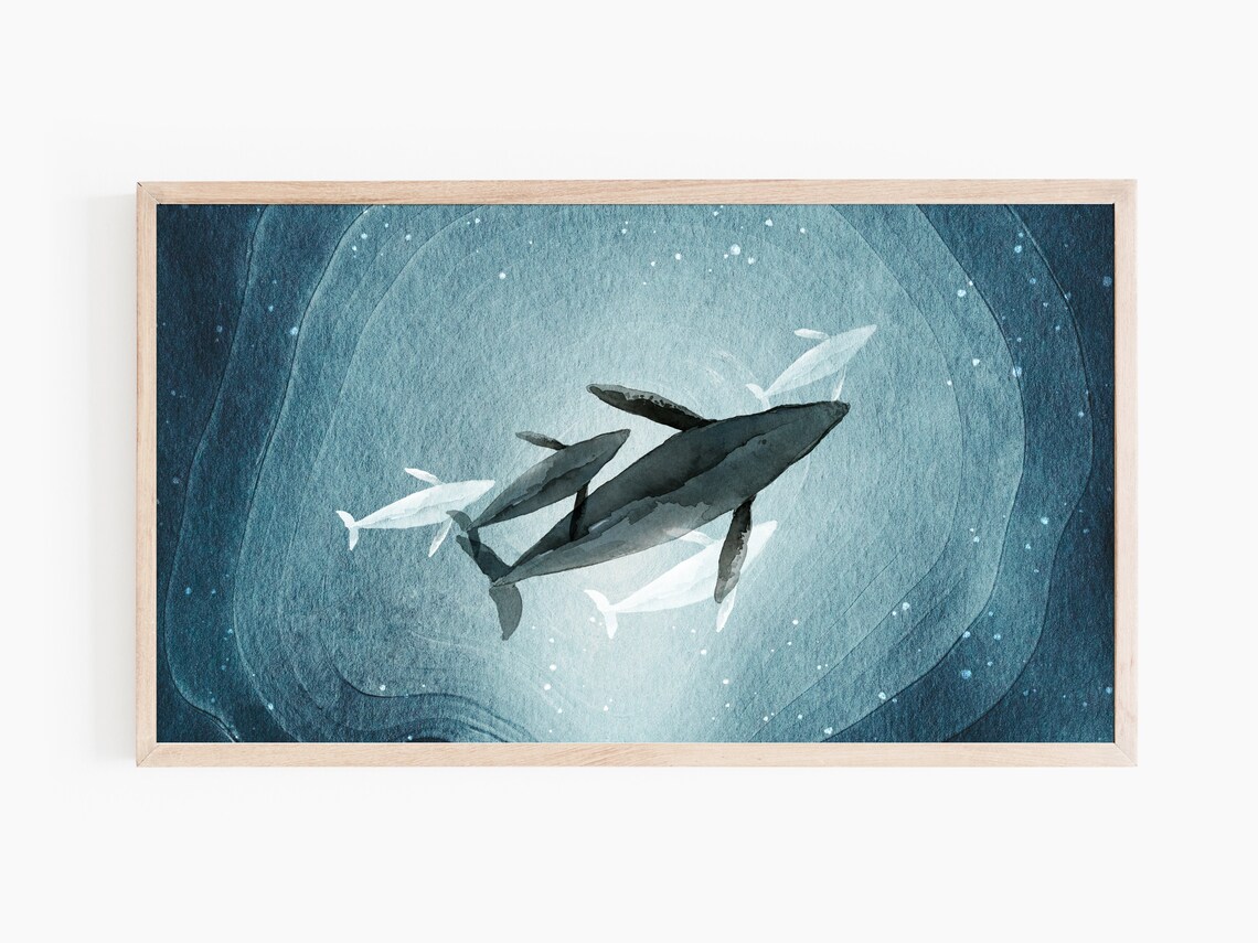 Humpback Whale Watercolor Underwater Art Print - Image 3