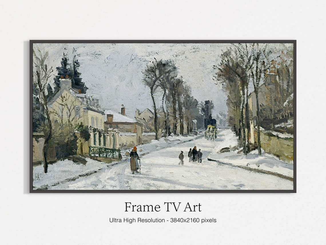Winter Village Oil Landscape Christmas Art Print