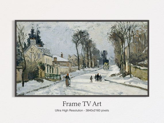 Winter Village Oil Landscape Christmas Art Print