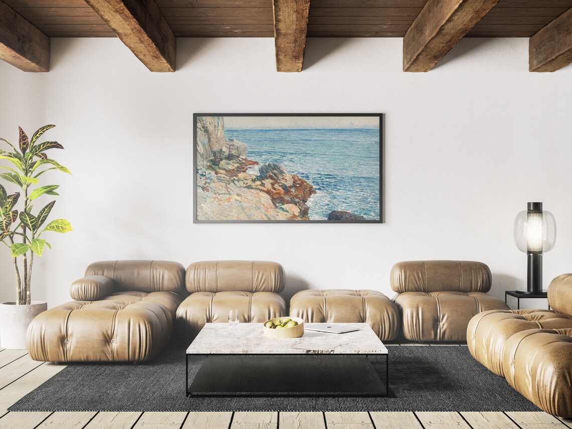 Classic Summer Seaside Scenery, Impressionist Art Print - Image 3