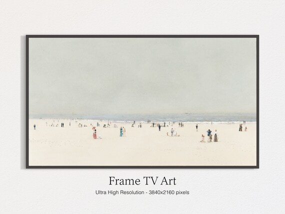 Vintage Beach Watercolor Elegant Bathers Seaside Scene Print