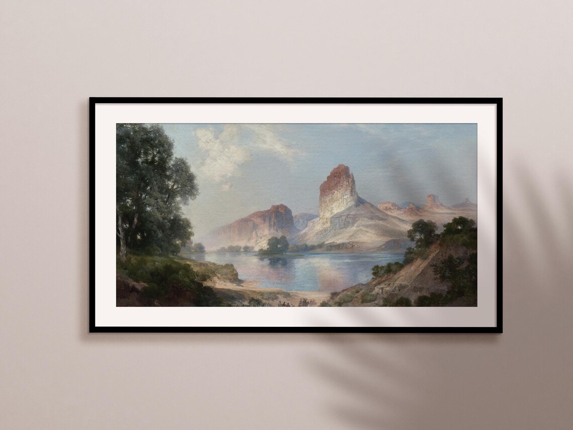 American West Lake Mesa Riders Vintage Western Landscape Art Print - Image 2