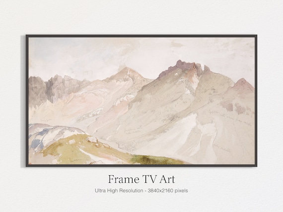 Frame Tv Art Watercolor Mountain Painting Instant