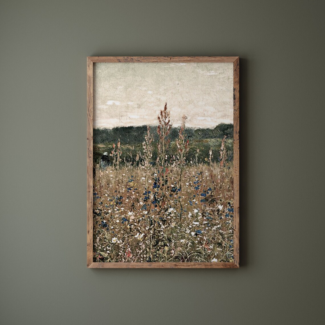 Wildflower Meadow Field Grasses Muted Vintage Botanical Art Print - Image 2