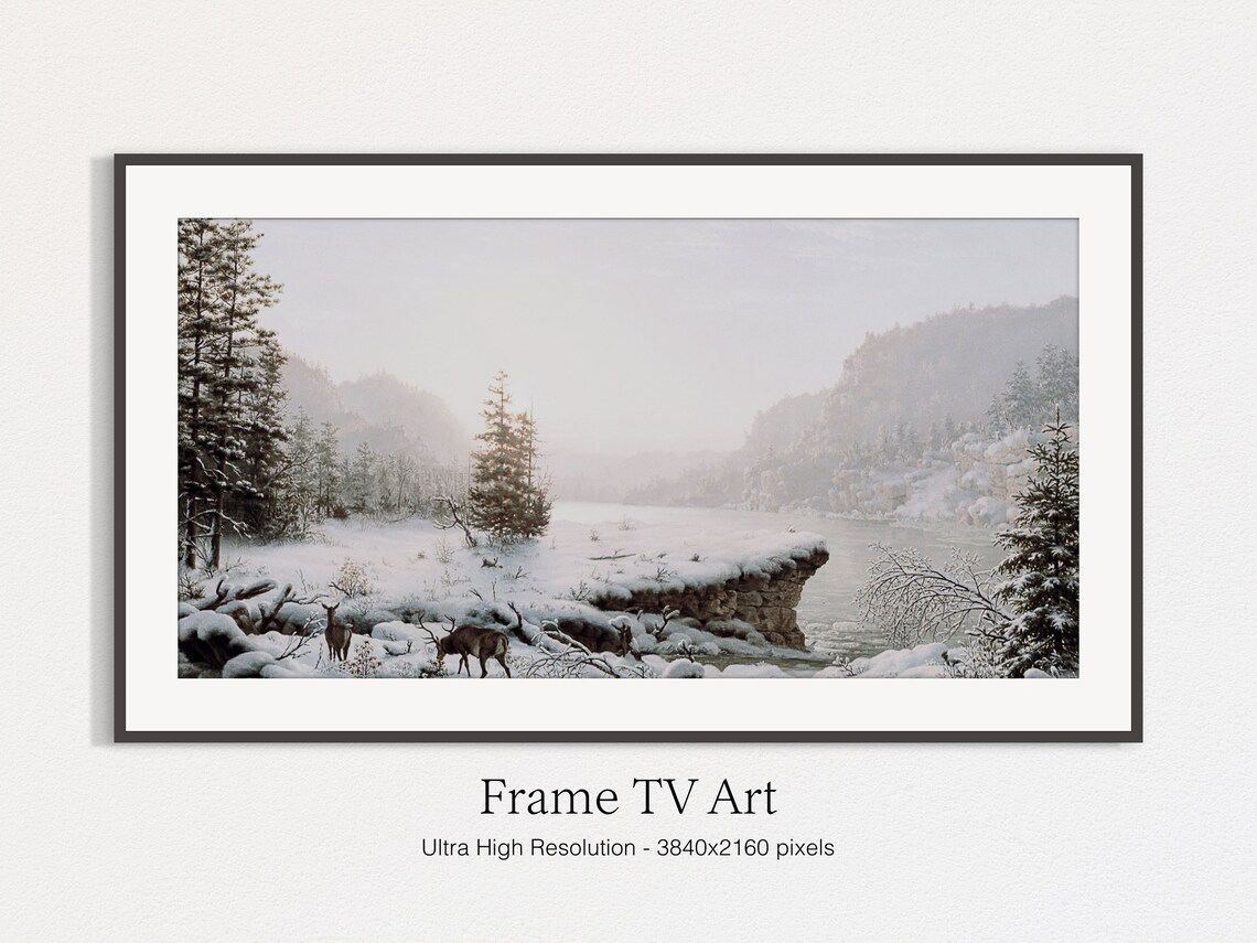Christmas Winter Oil Landscape Art Print, Moody Nature - Image 4