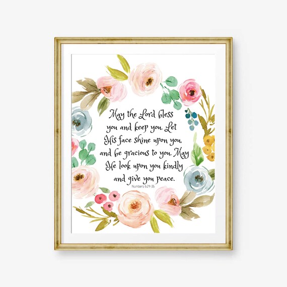 Numbers 62426 Print May The Lord Bless You And Keep Bible Verse Wall Art Christian Gift For Women Scripture Watercolor