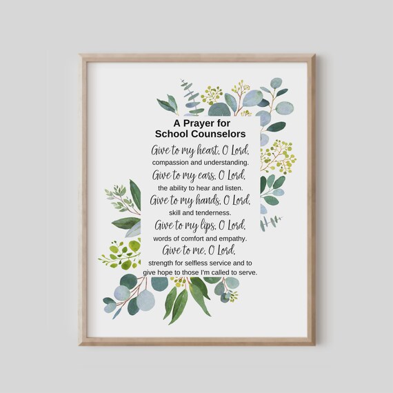A Prayer For School Counselors Eucalyptus Botanical Christian Office Poster