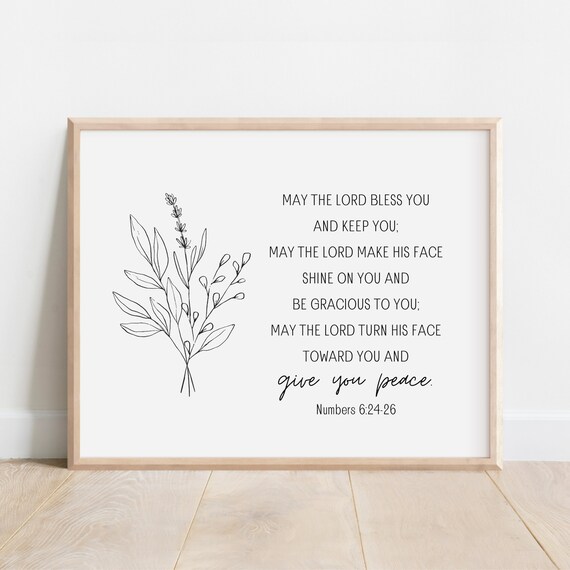 Numbers 62426 May The Lord Bless You And Keep Bible Verse Wall Art Christian Gift Scripture Print Minimalist Black White