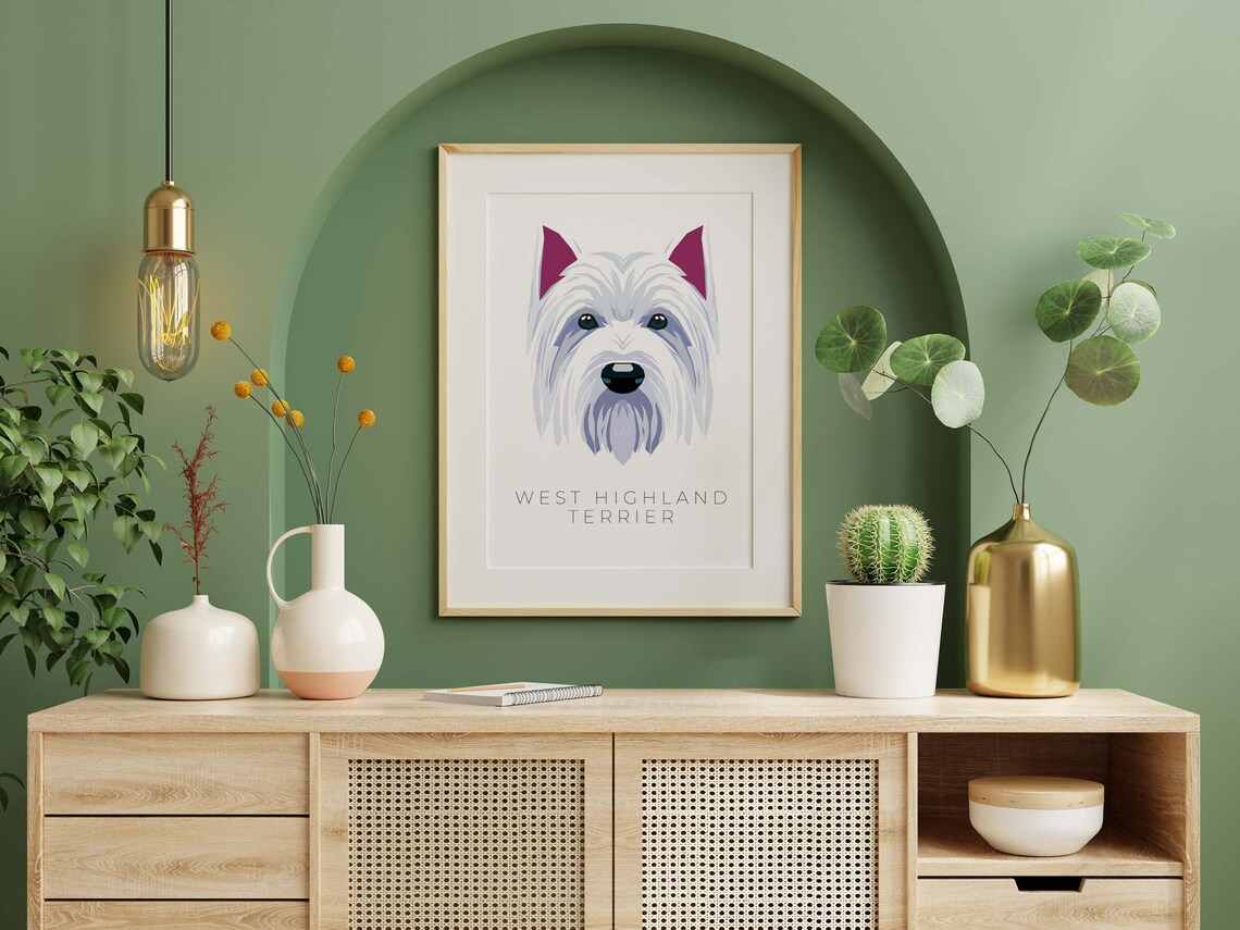 West Highland Terrier Geometric Pop Art White Dog Portrait Wall Art - Image 3
