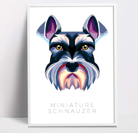 Miniature Schnauzer Geometric Pop Art Print Pet Dog Wall Art Prints Printable Art Dog Poster Print