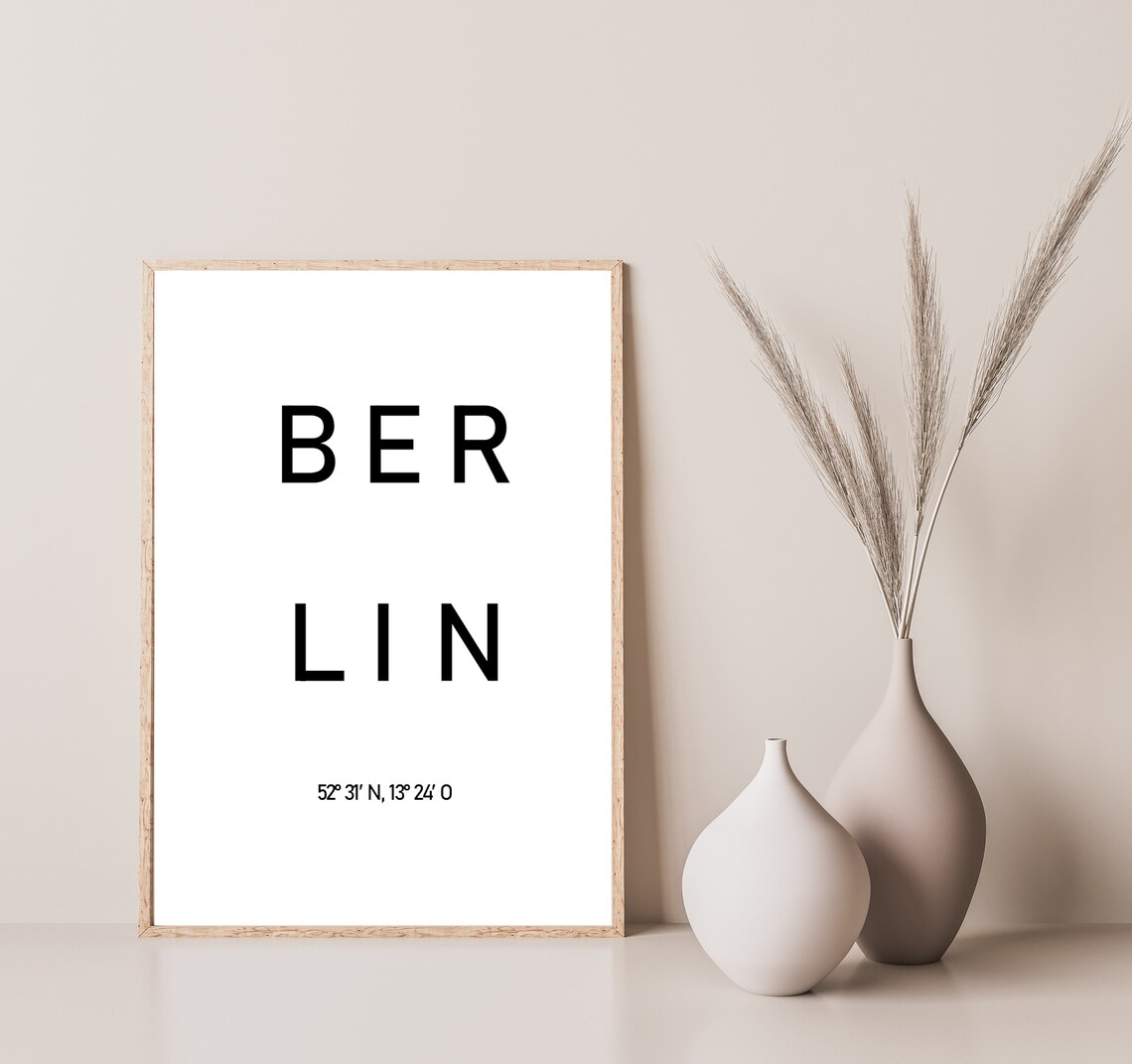 Berlin City Coordinates Name Typographic Modern Travel Poster