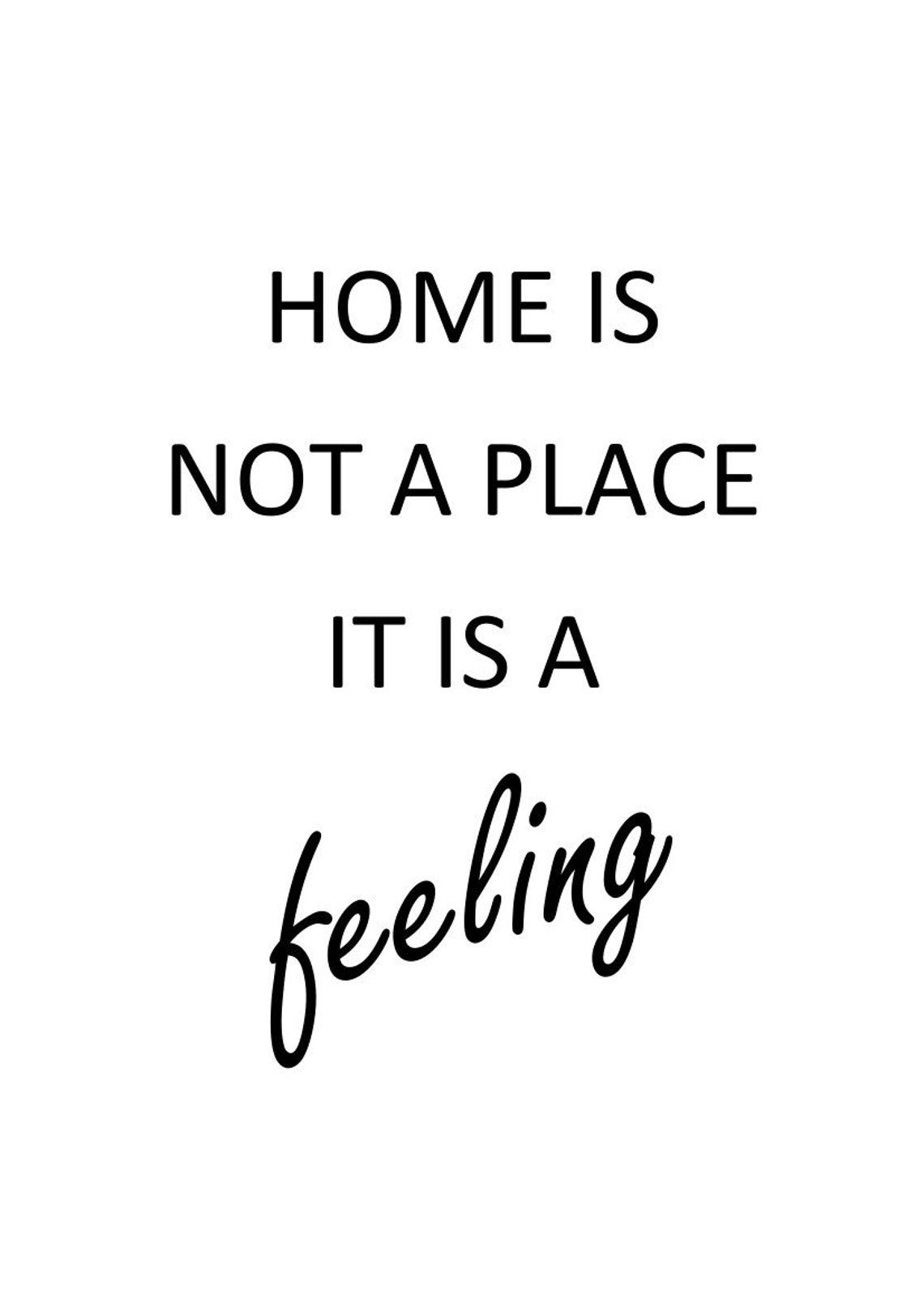 Home Is Not A Place It Is A Feeling Script Typography Poster - Image 2