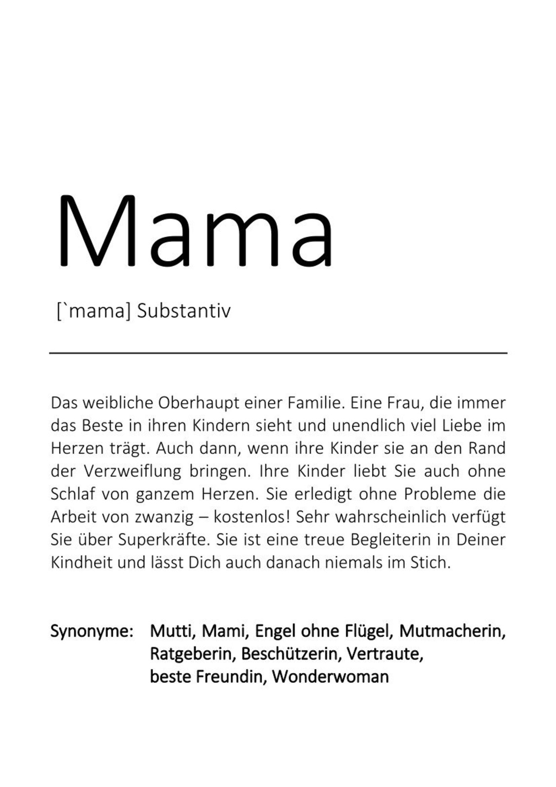 Mom Thank Mother Gift Definition Poster Print - Image 2