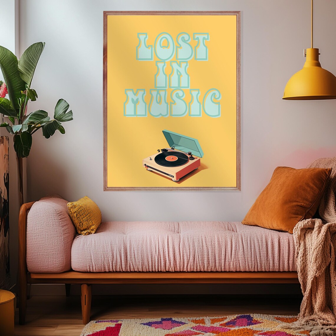 Lost In Music Retro Poster, Gift For Music Lover