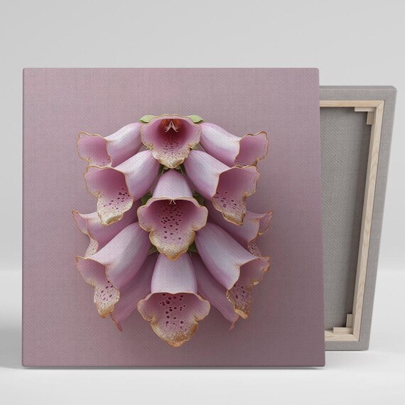 Pink Foxgloves Macro Radial Bloom Gold Tipped Glam Floral Wall Art Poster