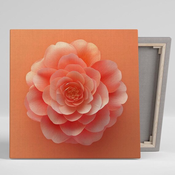 Camellia Art Or Poster Floral Modern Glam Decor Living Room Bedroom Office Nursery Art Pink Coral Orange White Camellia Decor