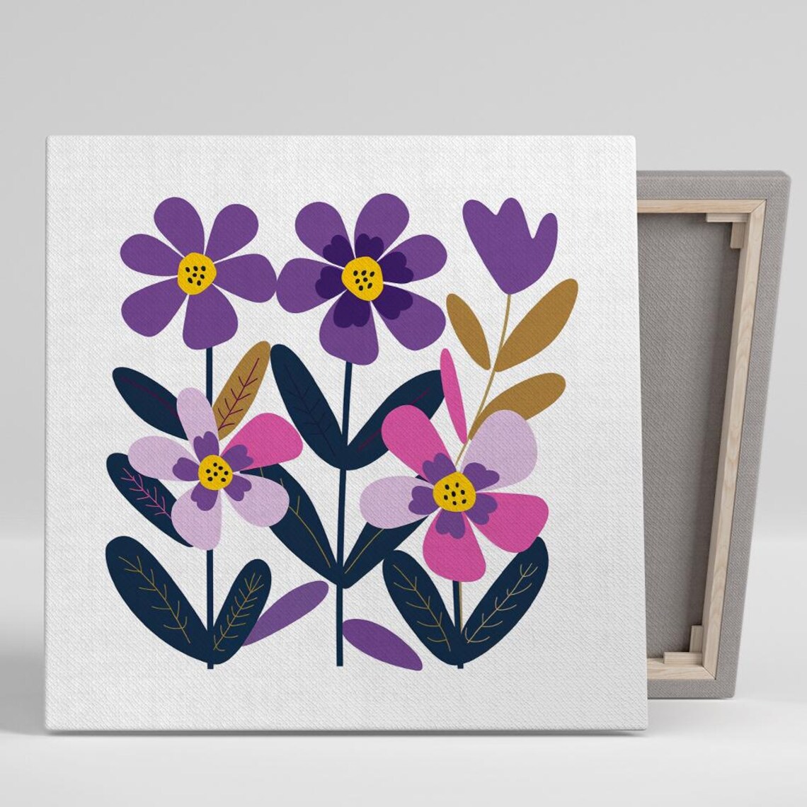 Purple Pink Floral Bouquet Flat Illustration Whimsical Wall Poster