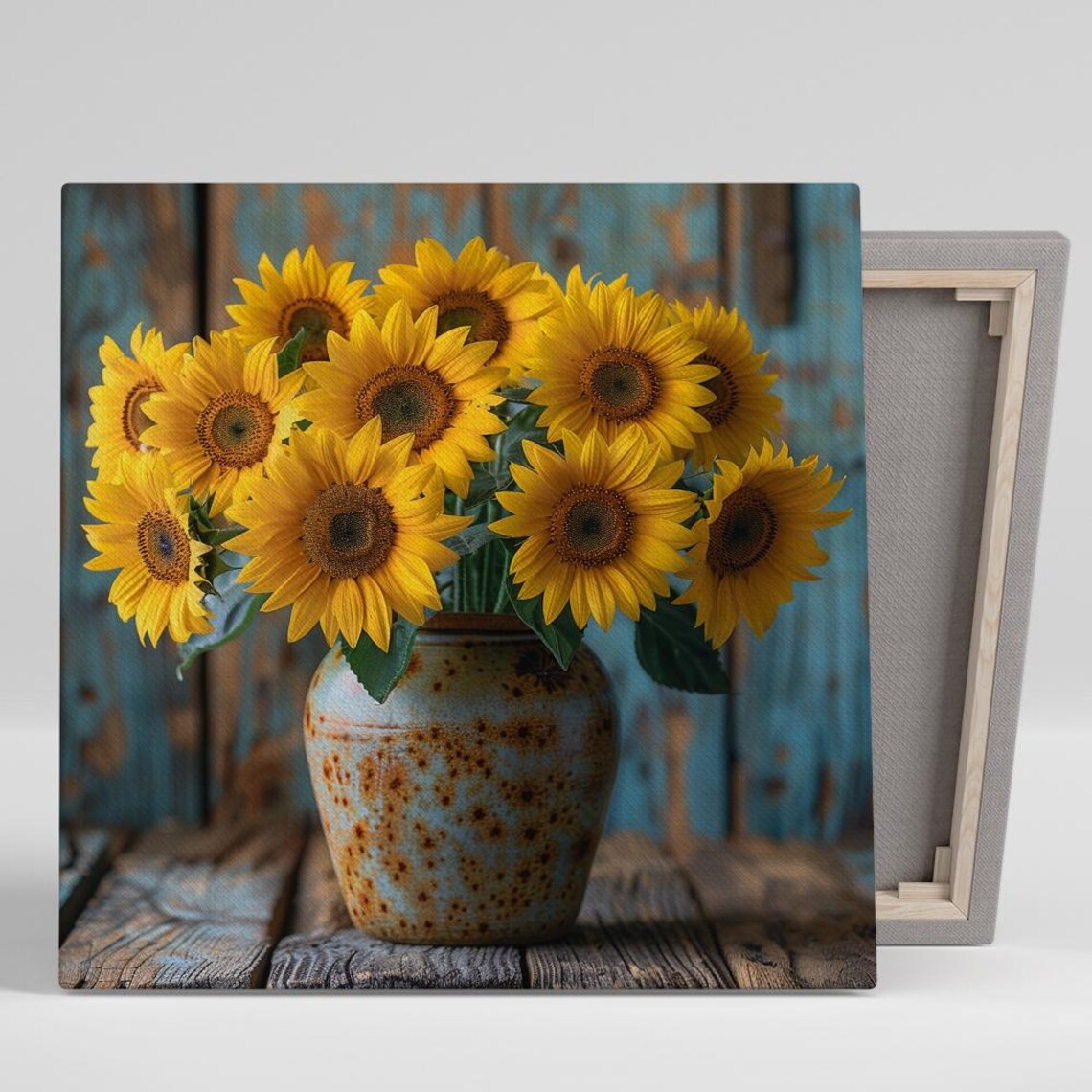 Sunflower Rustic Farmhouse Art Print, Botanical Decor