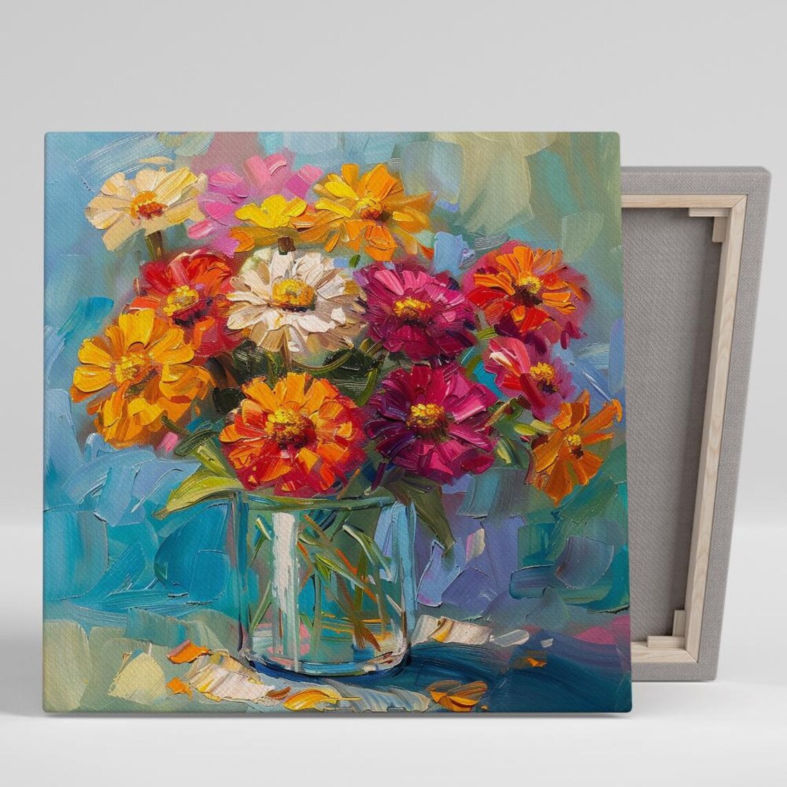Zinnia Impressionism Floral Bouquet Art Print