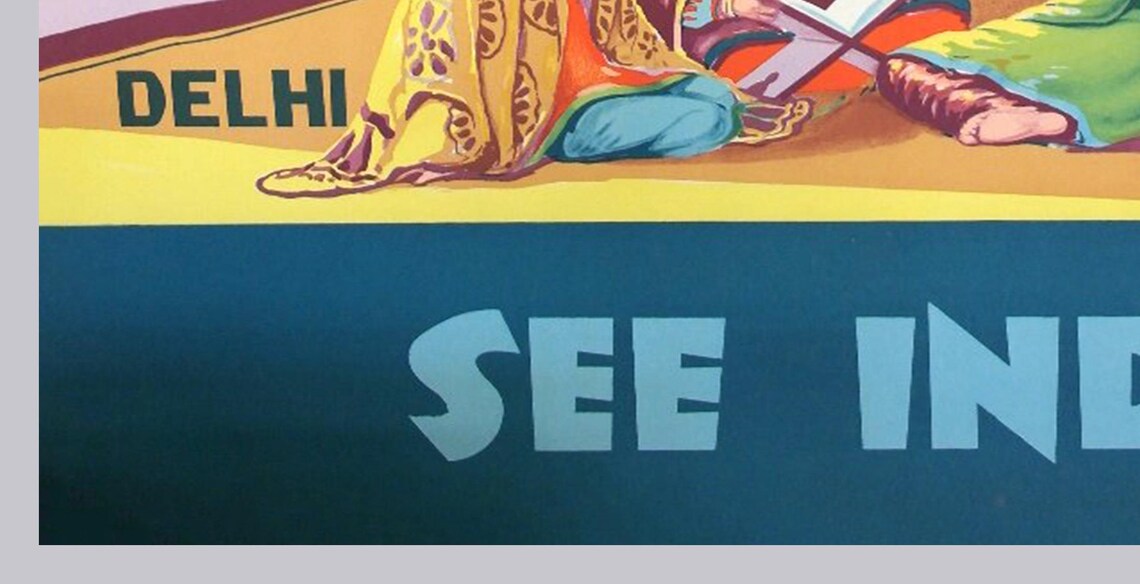 Delhi India Mughal Architecture See India Vintage Travel Poster - Image 2