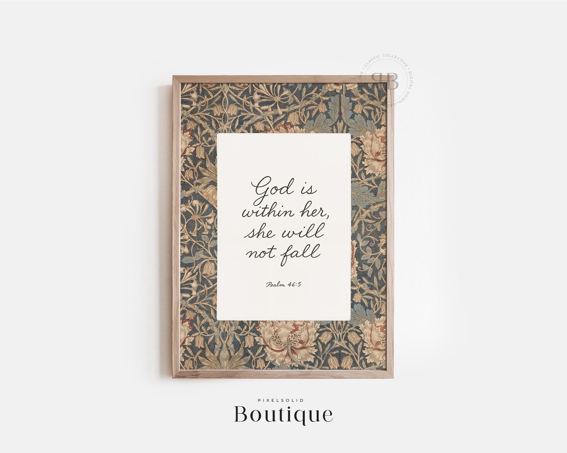 God Is Within Her Psalm 46:5 Vintage Art Print
