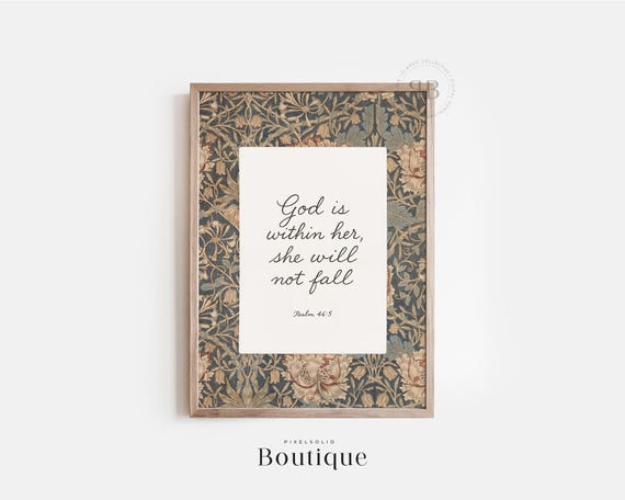 God Is Within Her Psalm 46:5 Vintage Art Print