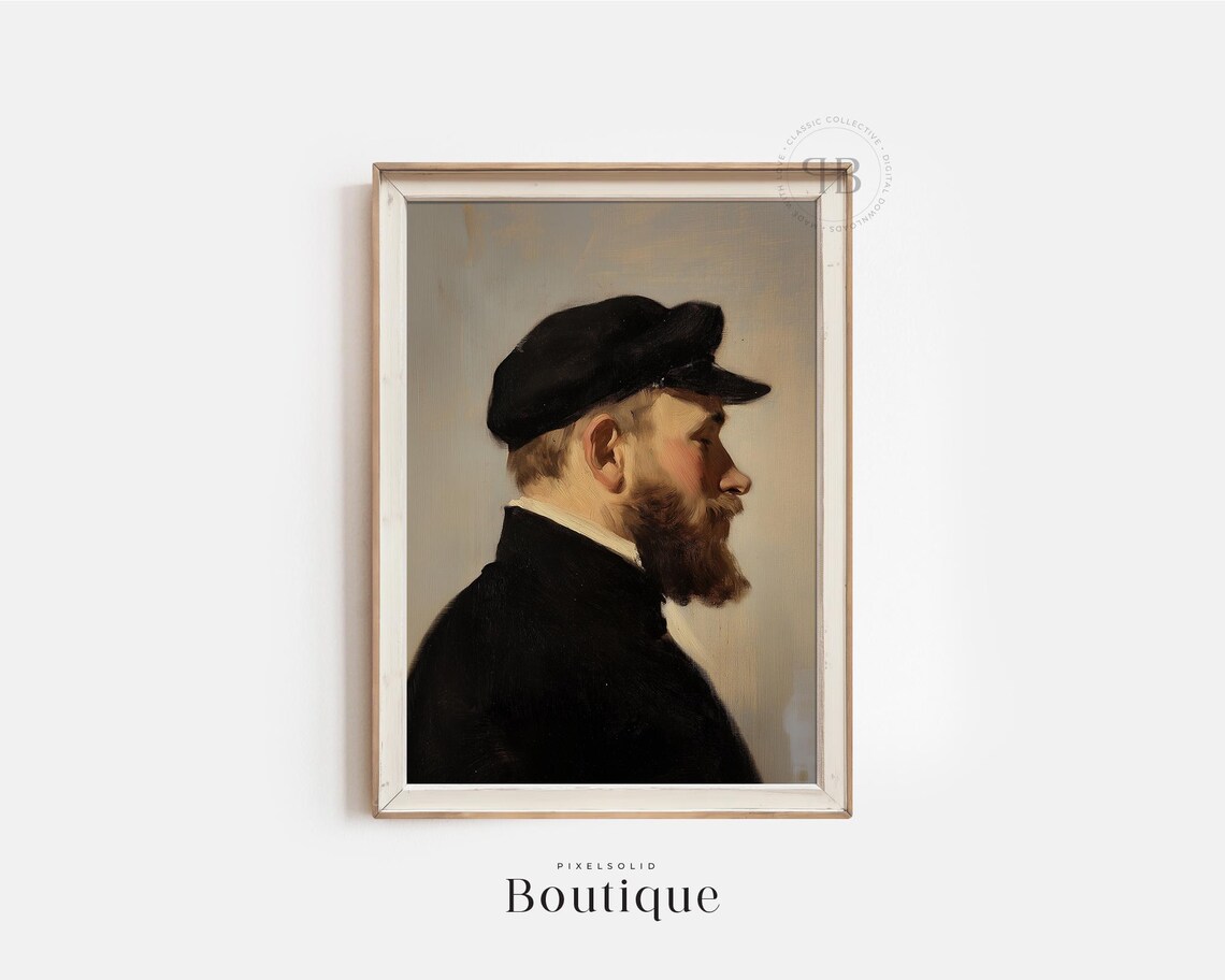Sailor Portrait Art Print, Rustic Coastal Decor