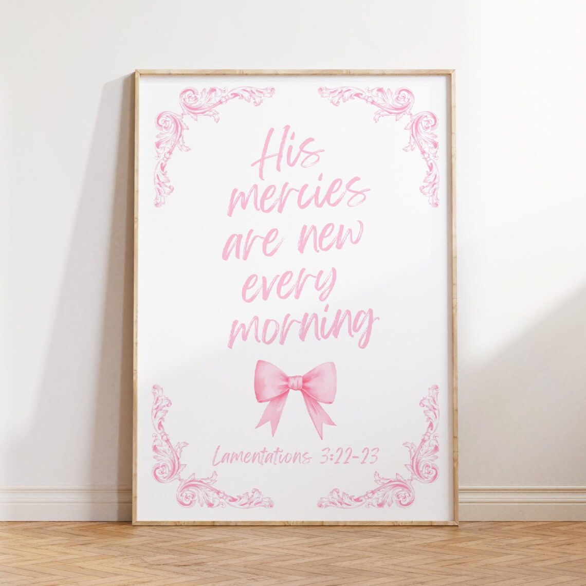 Modern Christian Art Scripture Wall Art His Mercies Are New Every Morning Pink Christian Wall Art Bible Verse Prints