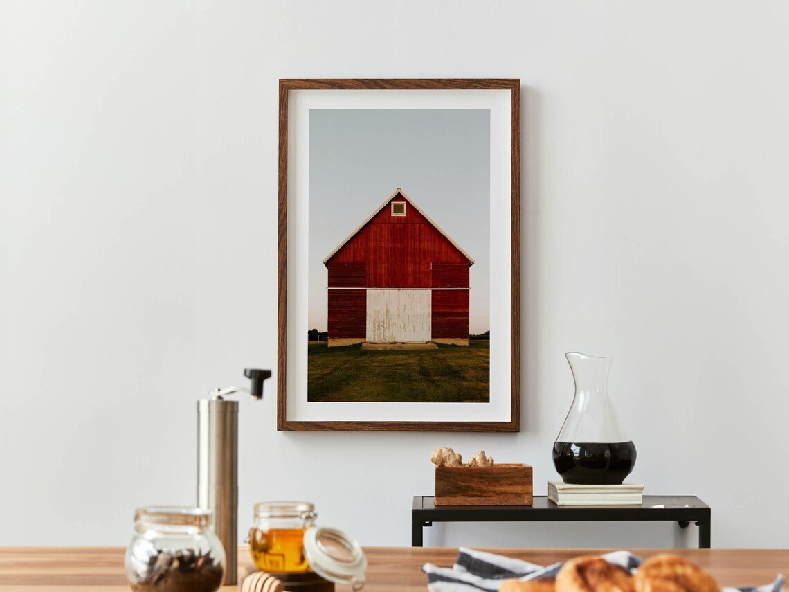 Classic Red Barn Farmhouse Photography Minimalist Art Poster