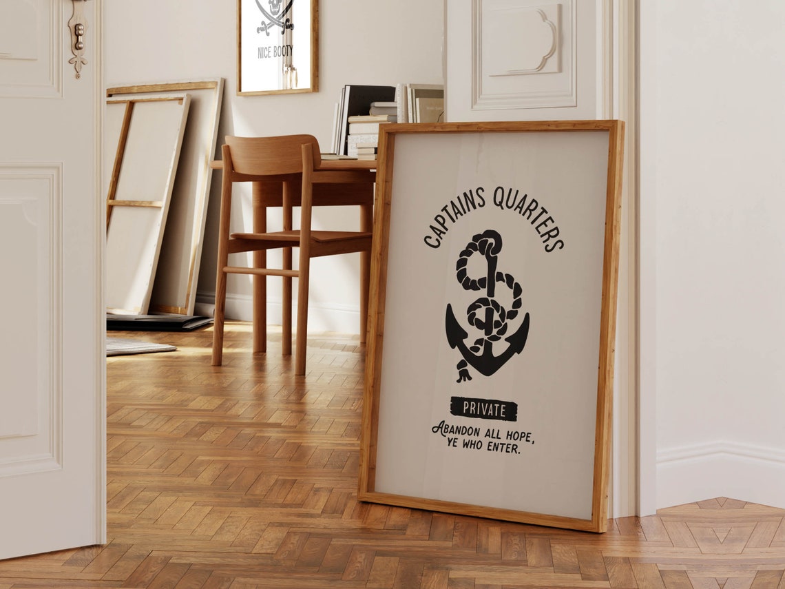 Captains Quarters Private Funny Anchor Sign Nautical Bathroom Poster