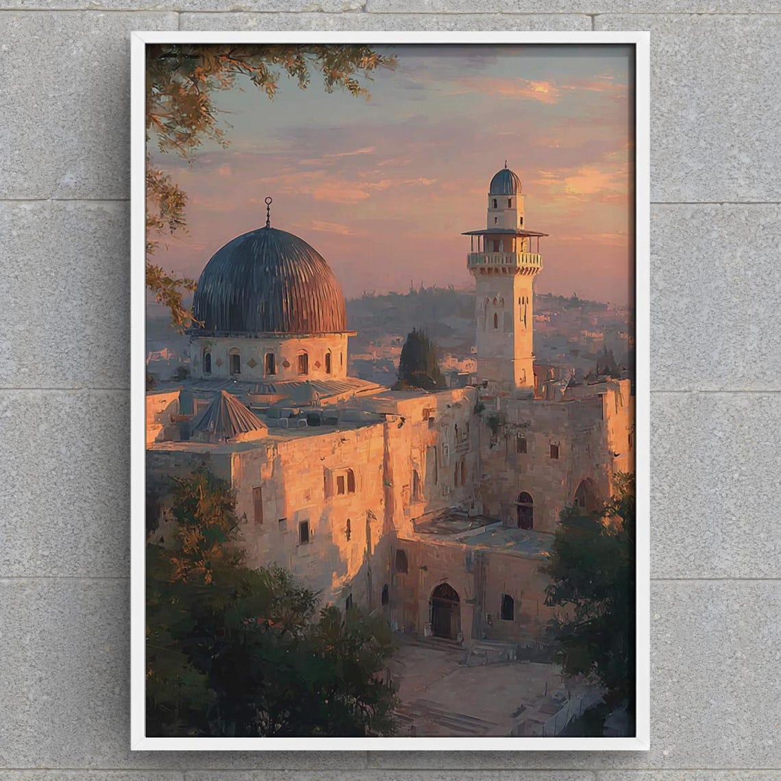Golden Dome Of The Rock Jerusalem Sunset Holy City Art Print