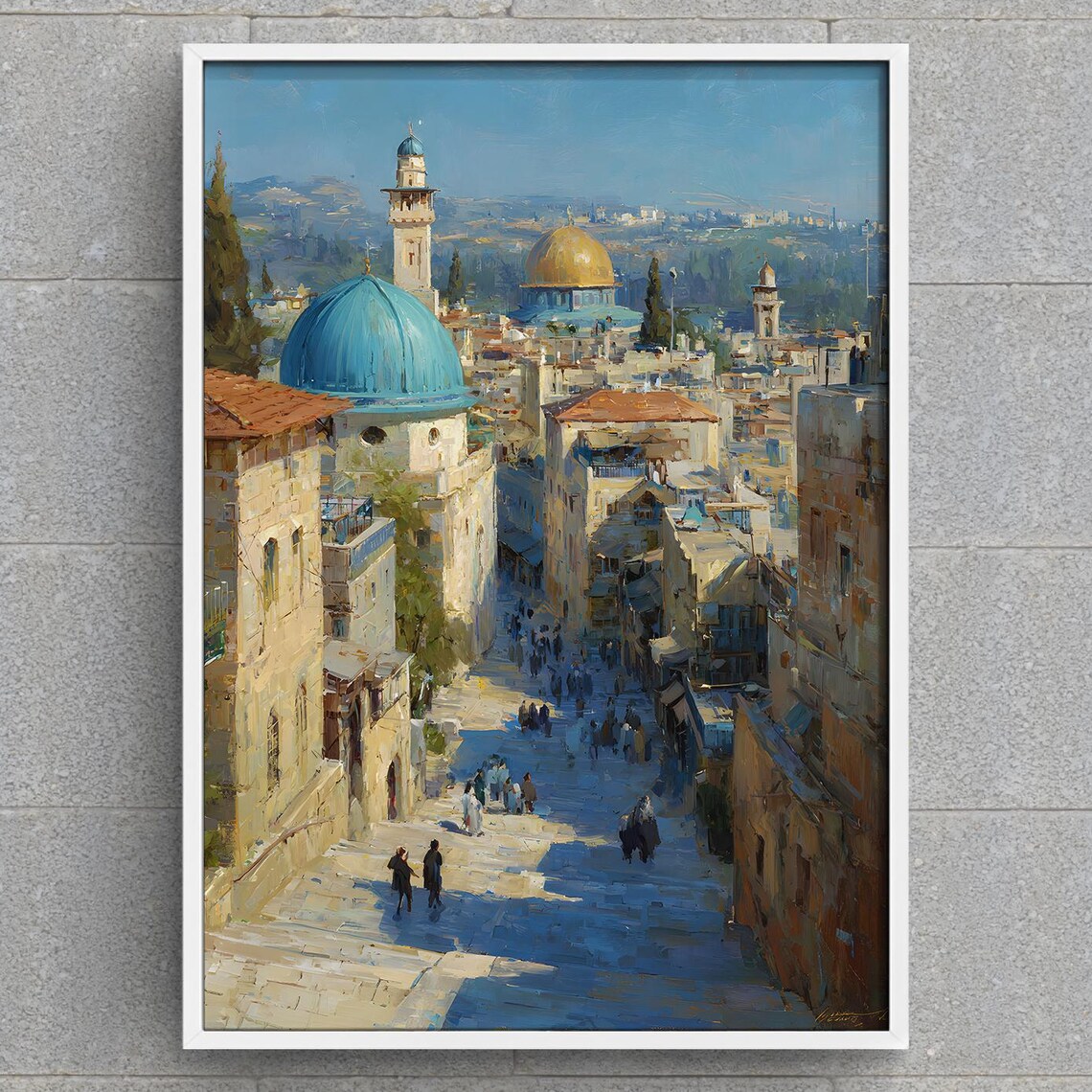 Jerusalem Old City Dome of the Rock Street Oil Painting Poster