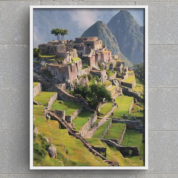 Machu Picchu Print Ancient Inca City Peru Wall Art South America Travel Decor Instant