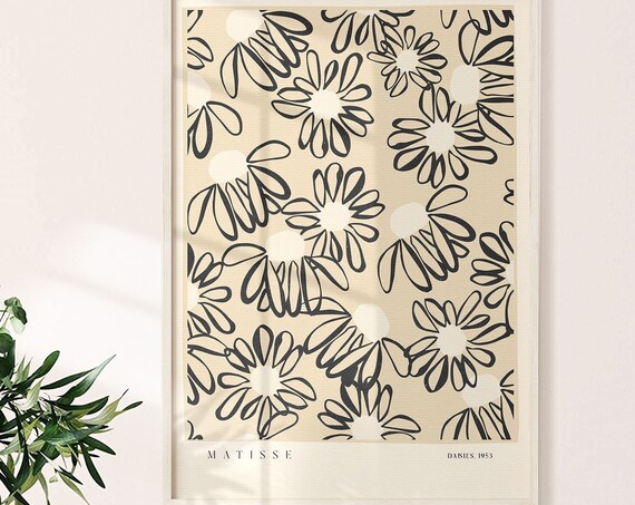 Matisse Daisies 1953 Black Line Floral Exhibition Art Poster